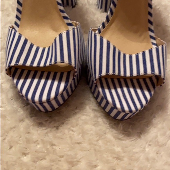 It’s High Heel Denim Striped Shoes Size 9 - Picture 2 of 8